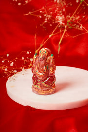 Natural Rose Quartz Ganesh Ji-(Meenakari)